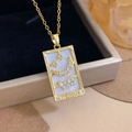 Gold tarot The Moon pendant necklace with sparkling cubic zirconia and moon star design - Gold - The Moon (XL1671)