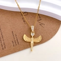 18K gold plated necklace with Egyptian winged goddess Isis pendant and white zircon stones - Winged Goddess Design (XL2925) / Gold