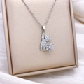 Elegant rotating necklace featuring a sparkling diamond-studded bear and snowflake pendant - Rotatable Bear Style (XL266) / Silver