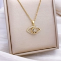 Golden rotating evil eye necklace with sparkling white zircons on a delicate chain - Rotatable Eye Style (XL935) / Gold