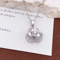 Elegante rotierende Sonnenblumen-Halskette in Silber mit Pavé-Zirkonia-Anhängern - Rotierende Pfingstrose Halskette Silber (XL3968)