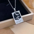 Silver Knight of Cups tarot necklace with crescent moon and sparkling crystal details - Silver - Knight of Cups (XL2721)