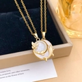 Goldene Schmetterlings und Wal Halskette mit Muscheleinlage und Diamanten auf Samtbox - Schmetterling Wal Gold Weiß (XL2527)