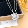 Collane di coppia in argento con farfalla, delfino, inserti in madreperla e zirconi cubici - Farfalla Balena Argento Bianco (XL2527)