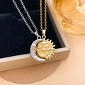 Matching sun and moon magnetic pendant necklaces for couples in gold and silver finish - Sun Moon Magnetic Gold
