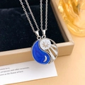 Collane abbinate sole e luna con smalto blu e dettagli in strass scintillanti - Bagua Sole Luna Argento (XL2890)