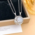 Collane di coppia stella e luna in argento con zirconi e inserti in madreperla bianca - Stella Luna Argento (XL3509)