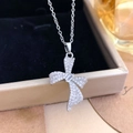 Zilveren strik ketting met sprankelende kristallen en fijne schakelketting - Zilver (XL4025)