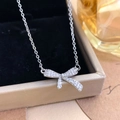 Glinsterende zilveren strikketting met pavé-gezette zirkonia aan fijne ketting - Zilver (XL5440)