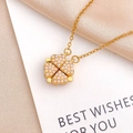 Gouden magnetische klavertje vier ketting met witte parels en veelzijdig vouwontwerp - XL723 Parel Vierbladige Bloem Goud