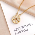 Opvouwbare gouden hartketting met schitterende witte zirkoonstenen en magnetisch design - XL1871 Zesbladige Bloem Goud