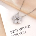 Elegante ketting met magnetische hanger met vier bloembladen en sprankelende zirkonia - XL2215 Vijfbladige Bloem Zilver