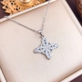 Silver Celtic witch knot necklace with sparkling crystals and minimalist chain - Silver Circle Geometric Style (XL1648)