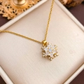 Elegante goldene rotierende Schneeflocken-Halskette mit Zirkonia-Kristallen in Geschenkbox - Kleine Schneeflocke Rotierendes Design (XL1287) / Gold