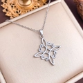 Silver Celtic knot necklace with sparkling crystals in a premium champagne jewelry box - Silver Rhombus Oval Style (XL1677)