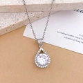 Collier en acier titane avec pendentif goutte, zircon brillant et sertissage pavé - Collier Goutte d'eau XL694 Argent