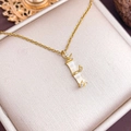 Collier élégant en bambou doré avec incrustations de nacre et détails en cristal brillant - Style Jade Bambou (XL67) - Or