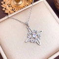Silver Celtic knot necklace with a round center stone and fine pavé diamond accents - Silver Square Circle Geometric Style (XL1824)