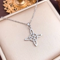 Silver stainless steel witch's knot pendant necklace in a premium jewelry gift box - Silver Ring Oval Style (XL2058)