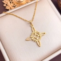 Elegant gold Celtic knot pendant on thin chain displayed in a beige jewelry gift box - Gold Square Oval Style (XL2061)
