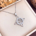 Silver Celtic Witch Knot necklace with sparkling zircon pendant in luxury gift box - Silver Circle Hollow Style (XL3362)