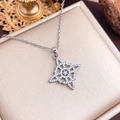 Elegant silver Celtic knot star necklace with sparkling cubic zirconia on a gift box - Silver Circle Star Style (XL3847)