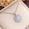 Elegant snowflake pendant necklace with sparkling zirconia on a silver-tone chain - Six-Petal Snowflake (XL1262) / Silver
