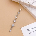 Silver celestial drop necklace with moon, star, and Saturn charms in polished steel - Sun Moon Star Necklace Silver (XL5092)