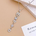 Silver tiered pendant necklace featuring owl, butterfly, and heart charms with zircons - Owl Heart Star Necklace Silver (XL5093)