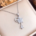 Silver star pendant necklace in stainless steel with micro-pave zirconia details - Shooting Star (XL2085) / Silver
