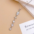 Silver Hamsa Hand and celestial charms necklace with zircon insets in titanium steel - Evil Eye Hand Necklace Silver (XL5122)