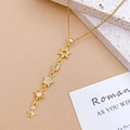 Elegant gold titanium steel necklace featuring sun, moon, and star charms in vertical layout - Star Necklace Gold (XL5124)