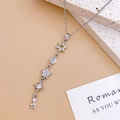Silver star pendant necklace featuring fringe drops and sparkling zircon moon elements - Star Necklace Silver (XL5124)