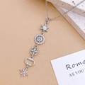 Silver titanium steel necklace featuring snowflake and star pendants with shiny zircon stones - Snowflake Star Necklace Silver (XL5127)