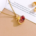18K gold plated pomegranate necklace with dark red cubic zirconia seeds and water-drop stone - Full Pomegranate Necklace (XL5560) / Gold