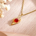 Elegante gouden druppelketting met rode edelsteen en verfijnde zirkonia-zetting - Goudkleur Rood