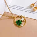 Starfish and green enamel seashell pendant necklace with gold chain for women - Gold / Green Shell (XL4822)