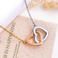 Halskette mit ineinandergreifenden Herzen in Roségold und Silber mit Zirkonia - Herz Zu Herz Zweifarbig Stil (XL667) / zweifarbig