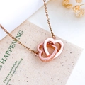 Zweifach ineinander verschlungene Herz-Halskette in Roségold mit Zirkonia-Steinen - Zwei Herzen Eine Seele Stil (XL2653) / Roségold