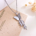 Collana a farfalla in argento con ala in madreperla e ciondolo in zirconi marquise - Collana Farfalla e Spiga di Grano(XL2303) / Argento