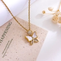 Collana a farfalla dorata con zirconi e madreperla su un'elegante catena sottile e fine - Collana Farfalla(XL3792) / Oro
