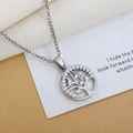 Elegant Tree of Life necklace in silver finish with micro-set shimmering cubic zirconia - Round Tree Necklace Silver (XL1987)