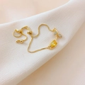 Adjustable gold tulip bracelet with yellow water-drop stone and box chain design - Yellow Tulip Bracelet Gold