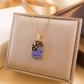 Vintage gold tarot wisdom pendant necklace with crescent moon and star relief - Wisdom Galaxy Style (XL2258) - Gold