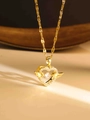 Goldene Herz-Halskette mit Engelsflügeln und Kristallanhänger aus robustem Titanstahl - Herz Flügel Stil (XL144) / Gold