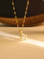 Elegante goldfarbene Tropfen-Halskette mit Zirkonia-Anhänger und spezieller Blätterkette - Tanzender Beutel Stil (XL392) / Gold