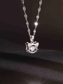 Silberne Katzenkette mit funkelndem tanzendem Stein und Zirkonia-Katzenohren-Anhänger - Katzenkopf Stil (XL2173) / Silber