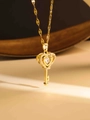 Elegante goldene Herz-Schlüssel-Halskette mit funkelnden Kristallen und feiner Kette - Herz Schlüssel Stil (XL151) / Gold