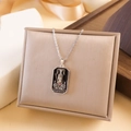 Silver tarot chariot pendant necklace with 3D embossed chariot card and fine chain - Chariot Style (XL2258) - Silver