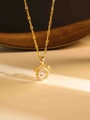 Exquisite goldene Edelstahlkette mit funkelndem Edelstein Anhänger im Herz Design - Süßer Bär Stil (XL2172) / Gold